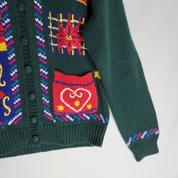 Bryn Connelly Women's Sweater Green Embellished Button Down Cardigan Size Small - Picture 5 of 10